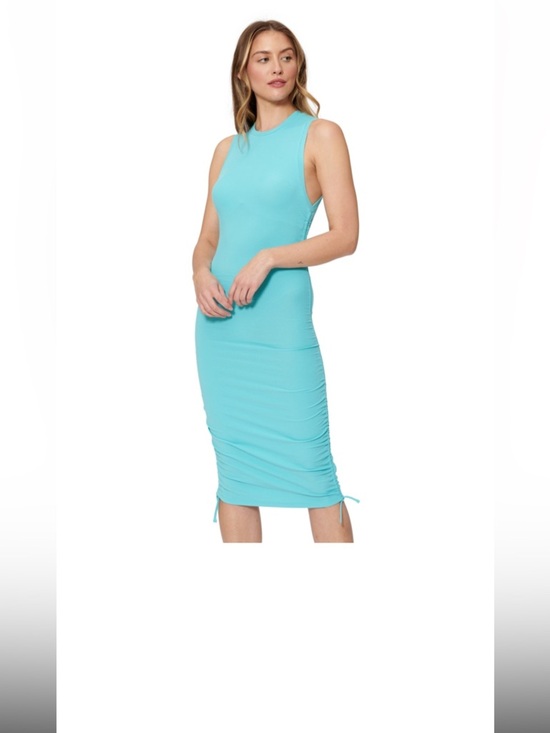 bar III Dresses & Skirts - Bar III Aqua Bodycon Midi Dress with Side Ruching